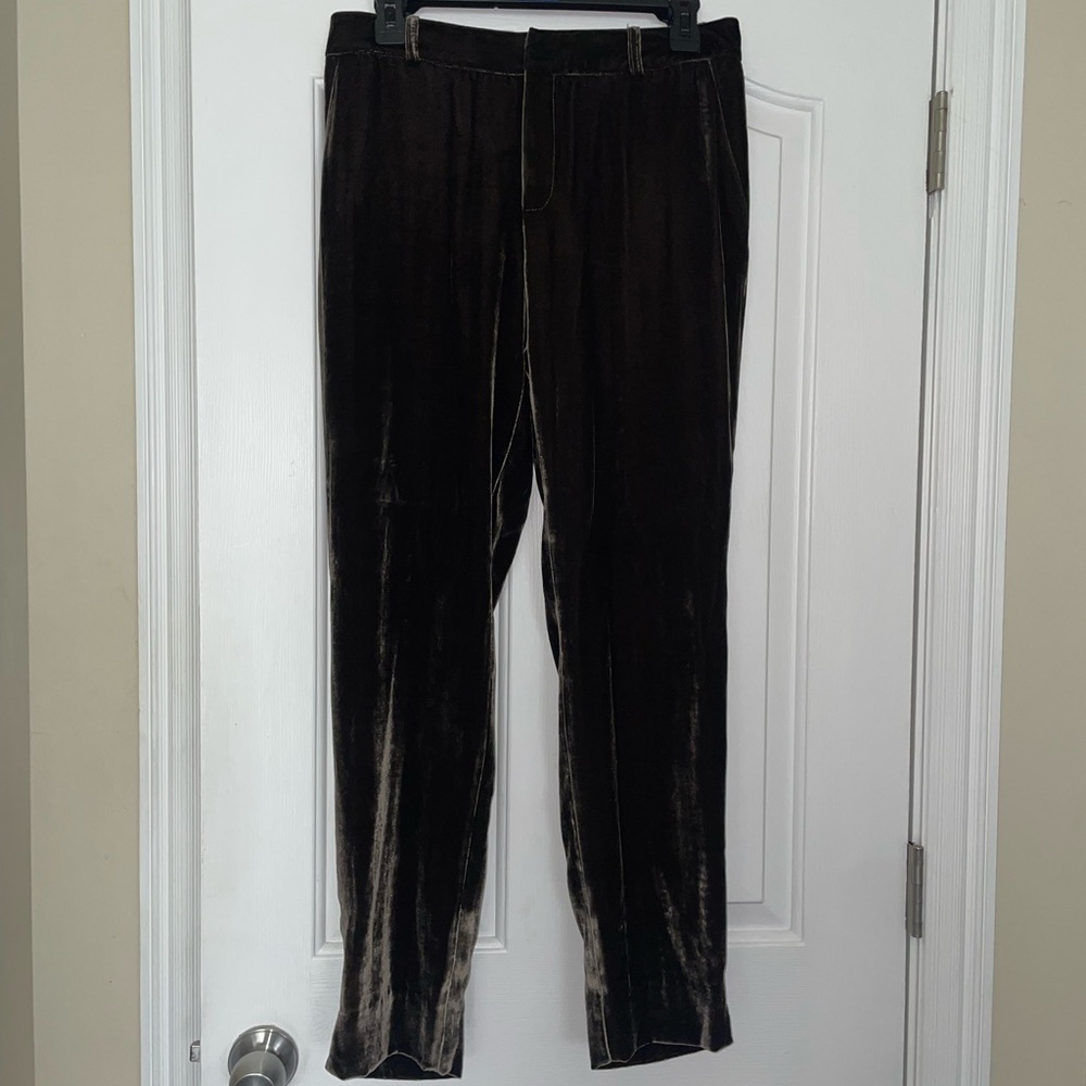 T.ba SILK VELVET PANTS IN GOLD KHAKI SZ EU 40/ US 4 $464
